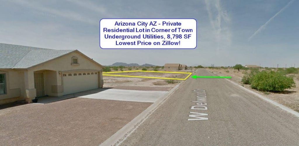 Arizona City AZ Private Lot, Corner of Town, Underground Utilities, Front Porch Mtn Views