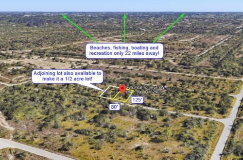 Palm Bay, FL - 160’ x 125’ (Adjoining) Double Lot, Great Location, 80 mi. to Orlando, 22 mi. to Melbourne Beach, 4 mi. to Golf and Amenities!