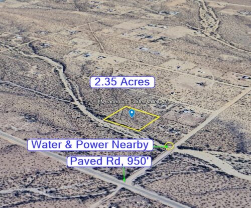 ARIZONA - 2.35 Acres, Golden Valley, Mohave County: Utilities Available, Dirt Rd Access 950' from Paved Rd, No HOA, No Flood Plain, Mf'd Homes & RVs Allowed
