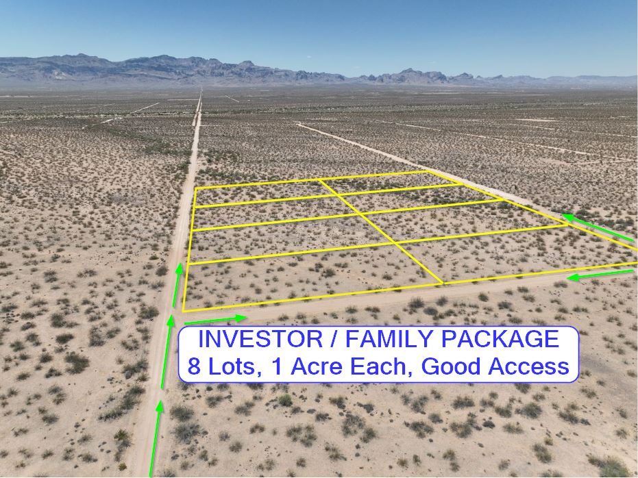 INVESTOR / FAMILY BUNDLE: 8 Adjoining 1 Acre Lots, GOLDEN VALLEY, ARIZONA: 1.9 Mi. From Paved Oatman Hwy, Good Dirt Rd Access, Mf'd Homes & RVs Allowed, No HOA