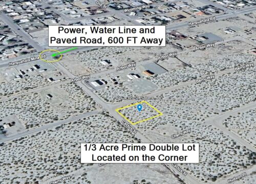 SALOME, ARIZONA - 1/3 Acre Prime Corner Lot 600' from Paved Rd, Clean Neighborhood, RV & Travel Trailers Allowed, No Flood Zone, No HOA, 98 mi. to Phoenix