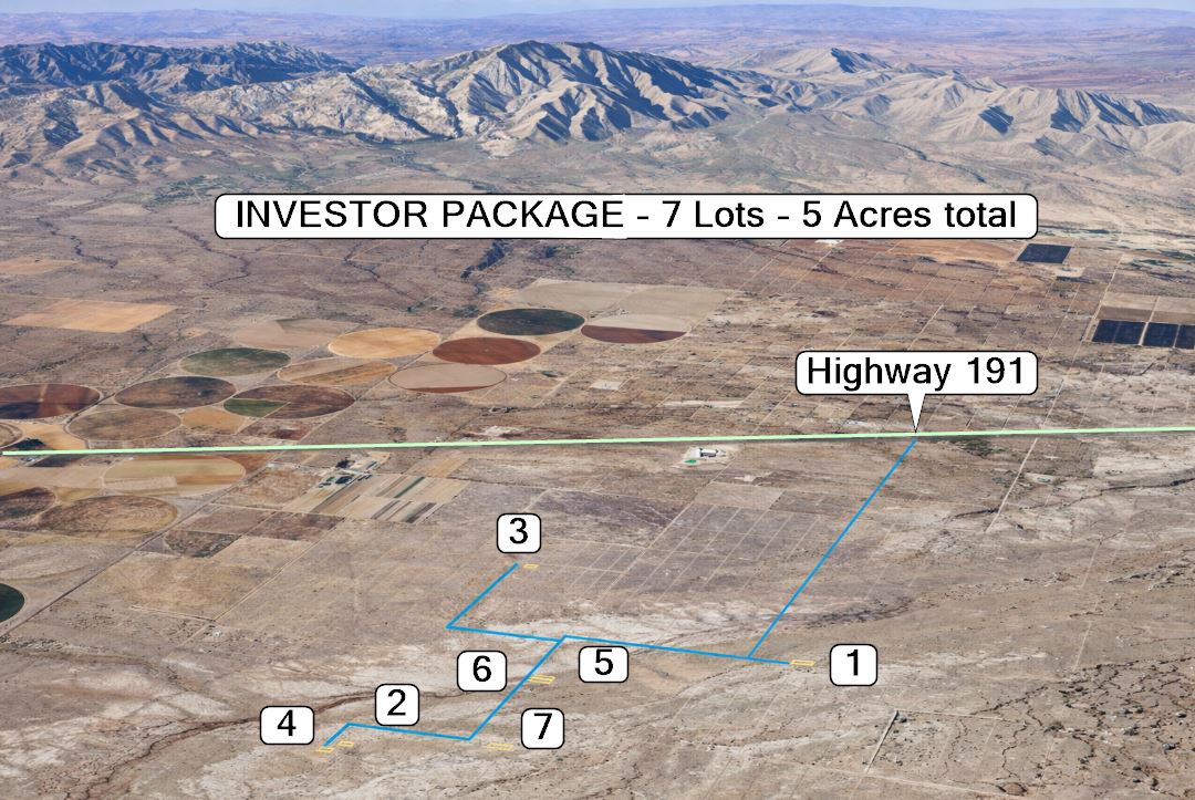 INVESTOR PACKAGE - 7 Lots, 5.03 Acres, Cochise, AZ: 50% Off Price, Legal 4WD Access from Hwy 191, 80 mi. to Tucson