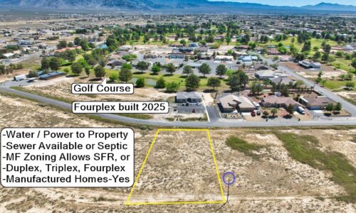 PAHRUMP, NEVADA - 0.46 Acres: WATER / POWER, SEWER, MF Zoning Allows Multi-Fam Income Property or SFR, Located Across from Golf Course!