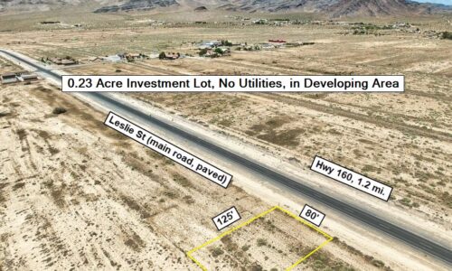 NEVADA - 0.23 Acre Lot, Pahrump, NV: On Paved Rd in Developing Area, No Utilities, 67 mi. to Las Vegas, 9 mi. to Casinos & Walmart, Comps at $9K