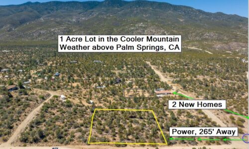 Mountain Center, CA – 1 Acre Lot with Pine Trees & Junipers, Mfd. Homes Allowed, Power is 1 Pole Away (265FT), 18 mi. to Palm Desert, Snow-Covered Mountain Views in Winter!